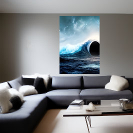Zwart gat en oceaan | AI Art Poster