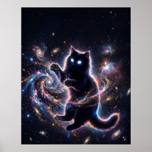 Zwart Gat Katten Spelend met Stellaire Stof Kunst Poster