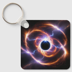 Zwart Gat met Plasma Flares en Verlichting Sleutelhanger