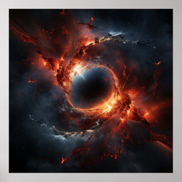 Zwart Gat Worm Hole Art Sinaasappel Poster