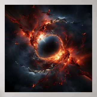 Zwart Gat Worm Hole Art Sinaasappel Poster