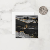 Zwart geanide glitter Script-monogram voor Agate G Notitiekaartje (Voorkant / Achterkant in situ)