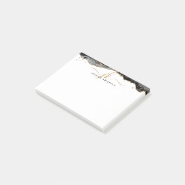 Zwart geanide glitter Script-monogram voor Agate G Post-it® Notes