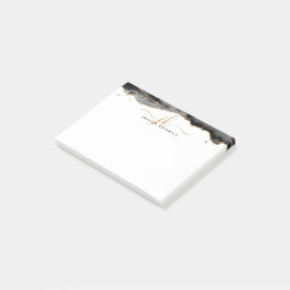 Zwart geanide glitter Script-monogram voor Agate G Post-it® Notes