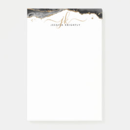 Zwart geanide glitter Script-monogram voor Agate G Post-it® Notes