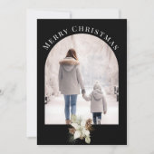 ZWART GEARCHIVEERDE FOTO MINIMAL CHRISTMAS FEESTDAGENKAART (Voorkant)