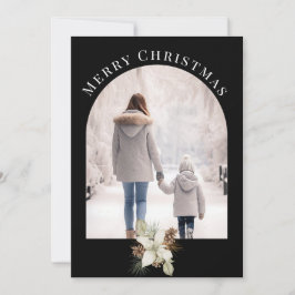 ZWART GEARCHIVEERDE FOTO MINIMAL CHRISTMAS FEESTDAGENKAART