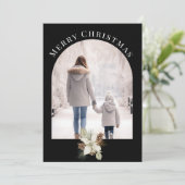 ZWART GEARCHIVEERDE FOTO MINIMAL CHRISTMAS FEESTDAGENKAART (Staand voorkant)