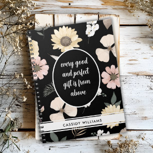 Zwart gebedenboek met bloemen notebook notitieboek