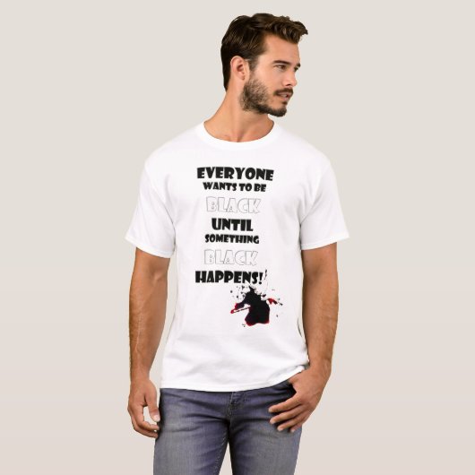 Zwart gebeurt t-shirt (Voorkant volledig)