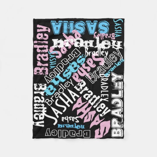 Zwart geblanket Chalkboard Names Fleece Blanket (Voorkant)