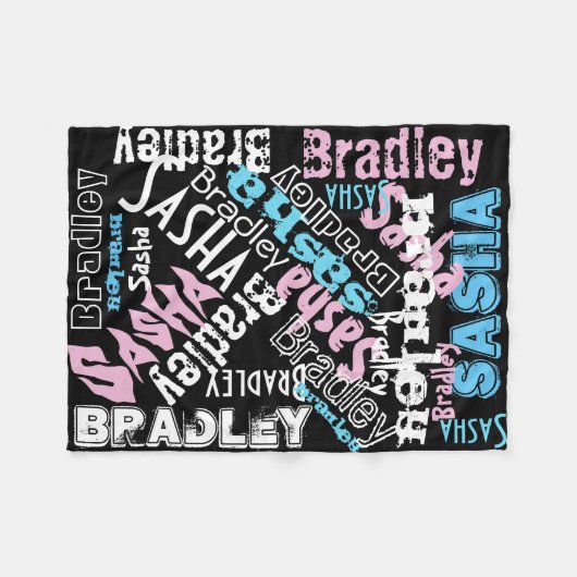 Zwart geblanket Chalkboard Names Fleece Blanket Deken (Voorkant (Horizontaal))