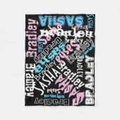 Zwart geblanket Chalkboard Names Fleece Blanket Deken (Voorkant)