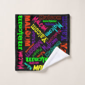 Zwart geblanket kleurrijk, heldere neonnaam, colla bad handdoek (Wasdoekje)