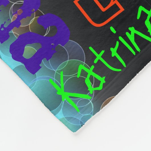 Zwart geblanket kleurrijk, heldere neonnaam, colla fleece deken (Hoek)