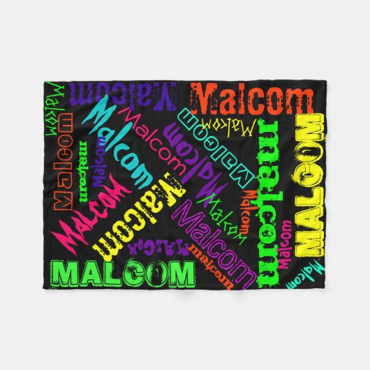 Zwart geblanket kleurrijk, heldere neonnaam, colla fleece deken (Voorkant (Horizontaal))