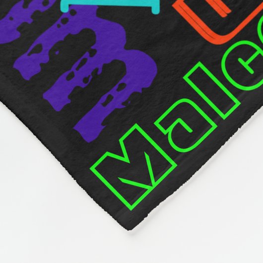 Zwart geblanket kleurrijk, heldere neonnaam, colla fleece deken (Hoek)