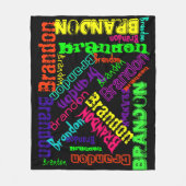 Zwart geblanket kleurrijk, heldere neonnaam, colla fleece deken (Voorkant)