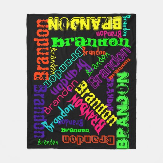 Zwart geblanket kleurrijk, heldere neonnaam, colla fleece deken (Voorkant)