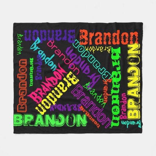 Zwart geblanket kleurrijk, heldere neonnaam, colla fleece deken (Voorkant (Horizontaal))
