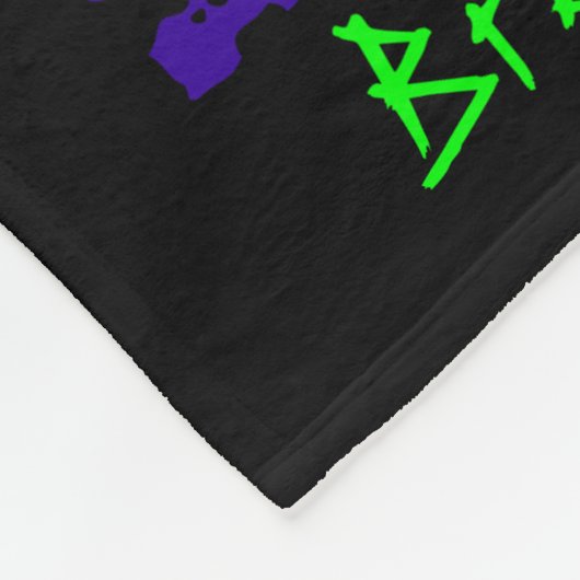 Zwart geblanket kleurrijk, heldere neonnaam, colla fleece deken (Hoek)