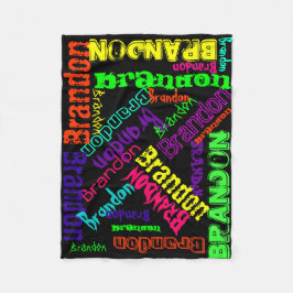 Zwart geblanket kleurrijk, heldere neonnaam, colla fleece deken