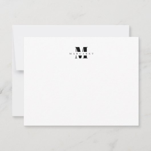 Zwart gebold Letter eenvoudige monogram naam Notitiekaartje (Voorkant)