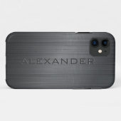 Zwart geborsteld aluminium metalen look-monogram Case-Mate iPhone case (Achterkant (horizontaal))