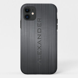 Zwart geborsteld aluminium metalen look-monogram Case-Mate iPhone case