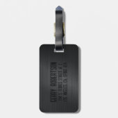 Zwart geborsteld aluminium textuur Monogram Bagagelabel (Achterkant verticaal)