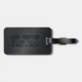 Zwart geborsteld aluminium textuur Monogram Bagagelabel (Achterkant horizontaal)