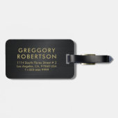 Zwart geborsteld aluminium textuurGouden typografi Bagagelabel (Achterkant horizontaal)