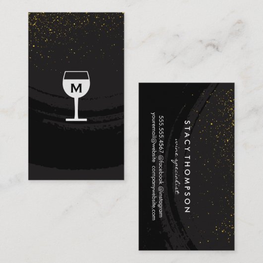 Zwart geborsteld glanzend glanzend goud visitekaartje (Voorkant / Achterkant)