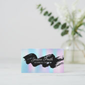 Zwart geborsteld | Holografische gradiënt Visitekaartje (Staand voorkant)