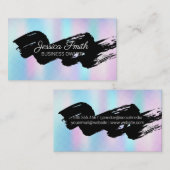 Zwart geborsteld | Holografische gradiënt Visitekaartje (Voorkant / Achterkant)
