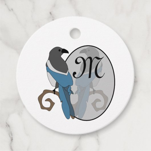 Zwart geborsteld Magpie Monogram Bedankjes Labels (Voorkant)