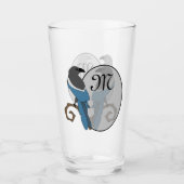Zwart geborsteld Magpie Monogram Glas (Voorkant)