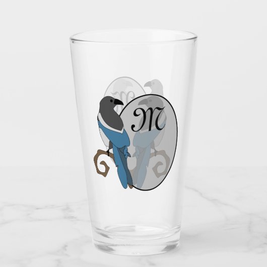 Zwart geborsteld Magpie Monogram Glas (Voorkant)