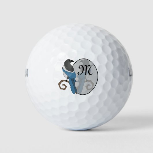 Zwart geborsteld Magpie Monogram Golfballen (Voorkant)