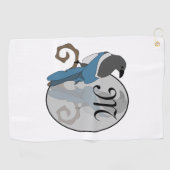 Zwart geborsteld Magpie Monogram Golfhanddoek (Horizontaal)