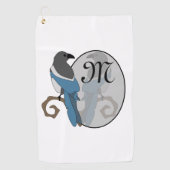 Zwart geborsteld Magpie Monogram Golfhanddoek (Voorkant)
