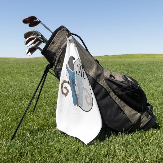 Zwart geborsteld Magpie Monogram Golfhanddoek (Groen)