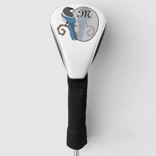 Zwart geborsteld Magpie Monogram Golfheadcover (Voorkant)