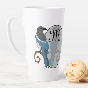 Zwart geborsteld Magpie Monogram Latte Mok