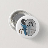 Zwart geborsteld Magpie Monogram Ronde Button 3,2 Cm (Voorkant /achterkant)