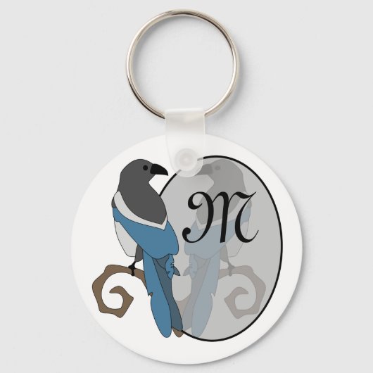 Zwart geborsteld Magpie Monogram Sleutelhanger (Voorkant)