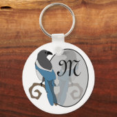 Zwart geborsteld Magpie Monogram Sleutelhanger (Voorkant)