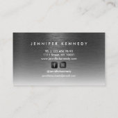 Zwart geborsteld metaal elegant monogram script Mo Visitekaartje (Achterkant)