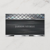 Zwart geborsteld metaal en diamant Bord Visitekaartje (Voorkant)