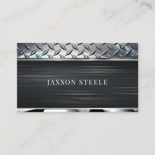 Zwart geborsteld metaal en diamant Bord Visitekaartje (Voorkant)